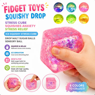 Glitter Ice Cube Squishy | Slow-Rising Stress Relief Fidget