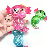 Glitter Axolotl Squishy Toy | Sparkly Salamander Stress Fidget