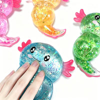 Glitter Axolotl Squishy Toy | Sparkly Salamander Stress Fidget
