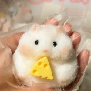Fuzzy Hamster Taba Squishy | Soft Mochi Stress Relief Fidget