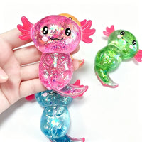 Glitter Axolotl Squishy Toy | Sparkly Salamander Stress Fidget