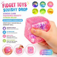 Glitter Ice Cube Squishy | Slow-Rising Stress Relief Fidget