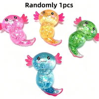 Glitter Axolotl Squishy Toy | Sparkly Salamander Stress Fidget