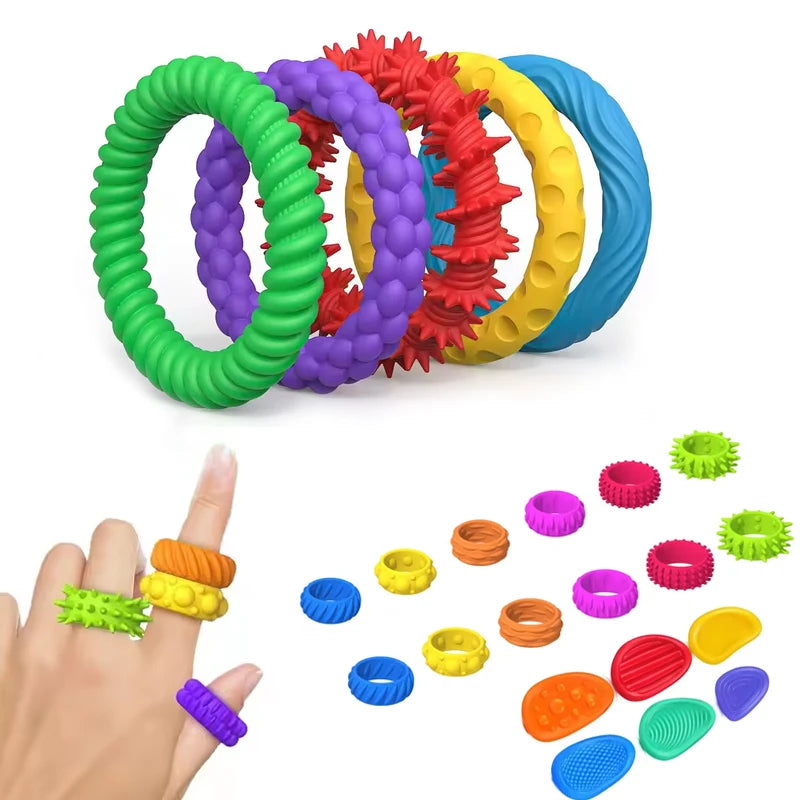 Textured Sensory Fidget Set | Silicone Rings & Bracelets