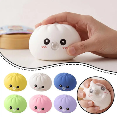 Bubble-Blowing Dumpling Squishy Toy | Soft Bao Bun Stress Relief Fidget