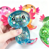 Glitter Axolotl Squishy Toy | Sparkly Salamander Stress Fidget